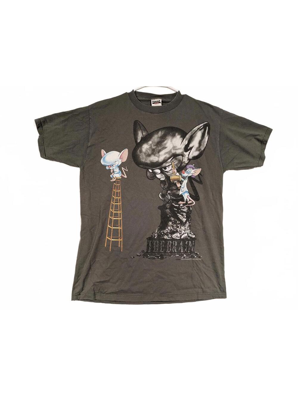 Vintage 1995 Pinky And The Brain Warner Bros Graphic T-Shirt Tultex Gray Mens XL